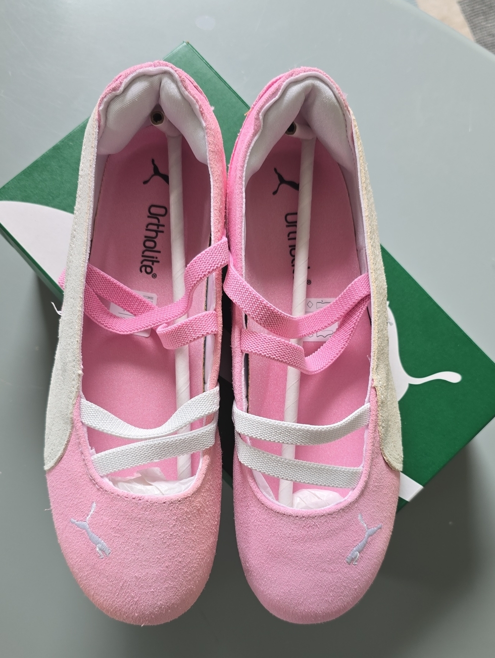 Puma Speed Ballet Flats- Pink White Suede - 38 - Picture 16 of 16